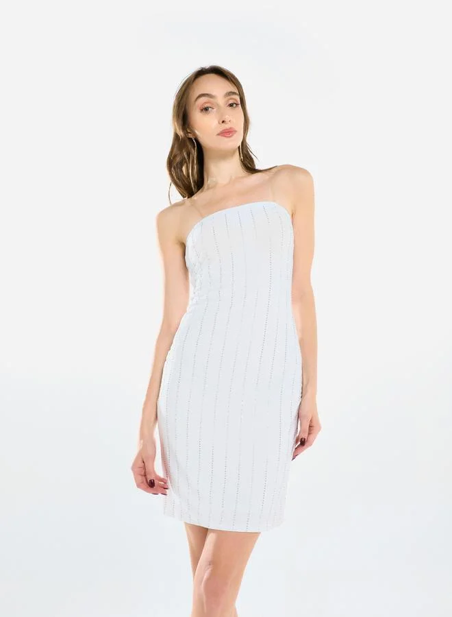 House of Moda Women Embellished Bandeau Mini Dress